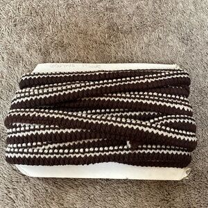 VTG 70’s Chocolate Brown white Wool Blend Trim 17.5 Yards